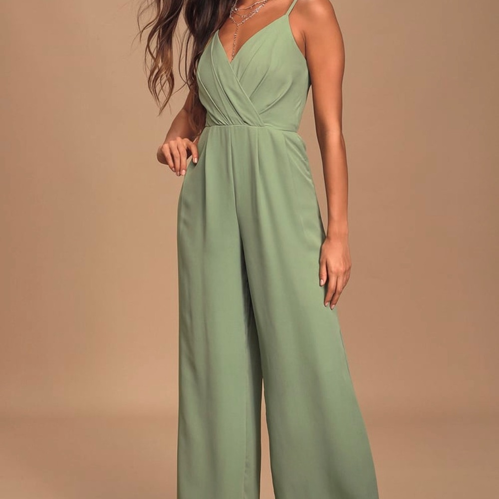 Sage Green Strapless Lulu’s Jumpsuit